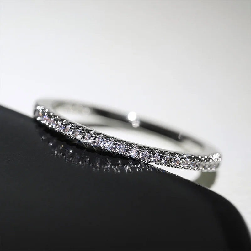Huitan Minimalist Thin Cubic Zirconia Wedding Ring for Women