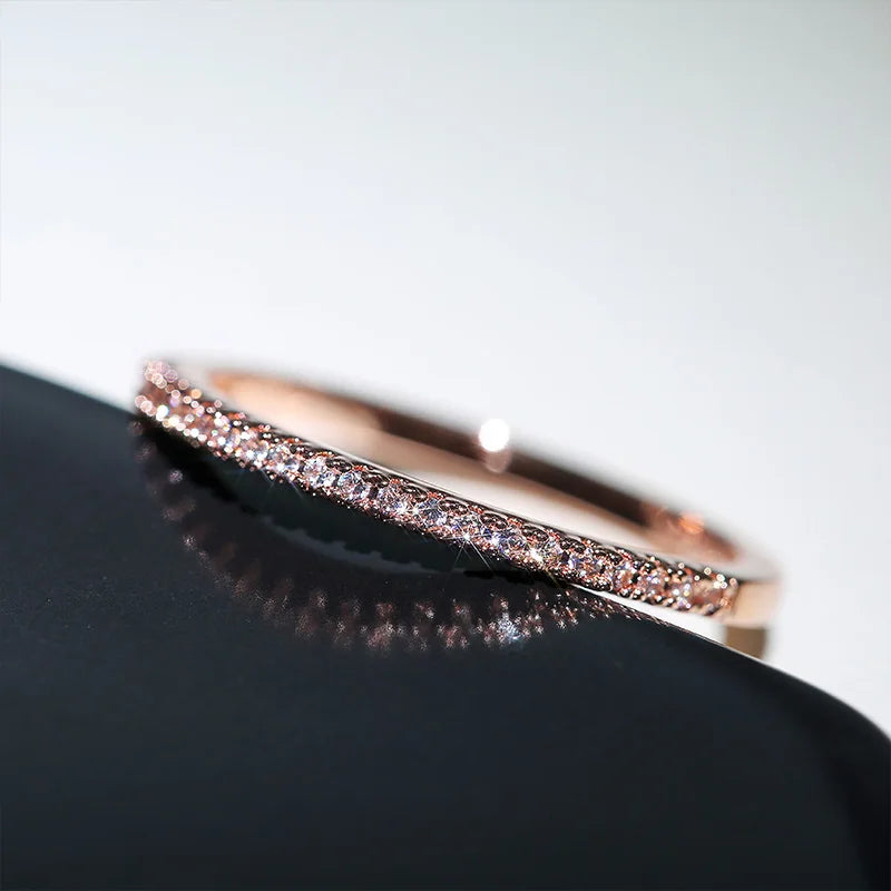 Huitan Minimalist Thin Cubic Zirconia Wedding Ring for Women