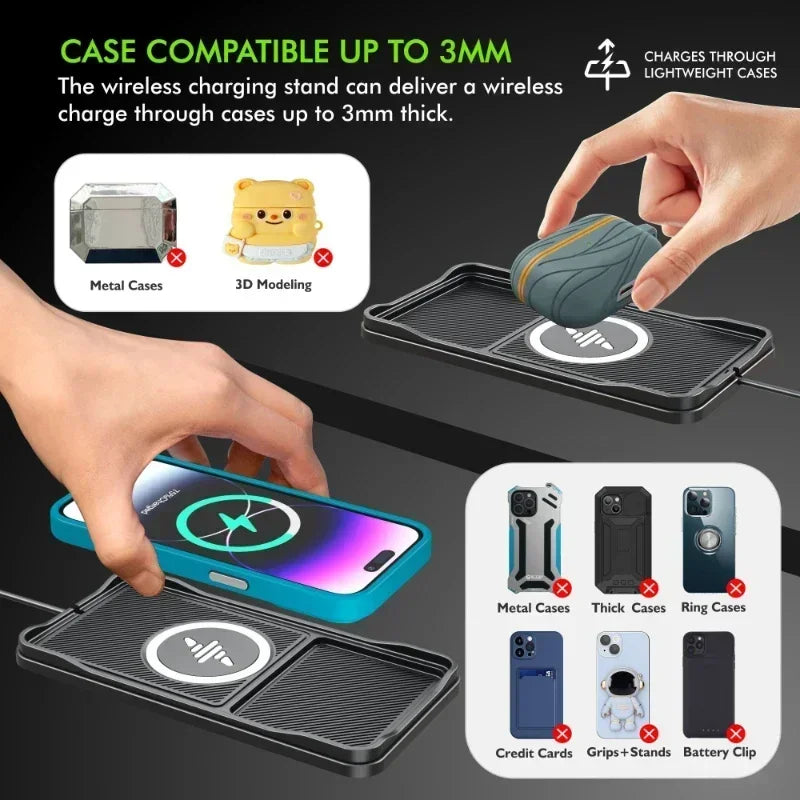 Universal Fast Wireless Car Charging Pad with USB Cable
