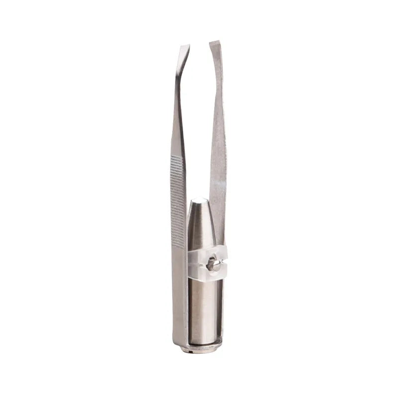 1PC Portable Stainless Steel Eyebrow Tweezer with Smart LED Light