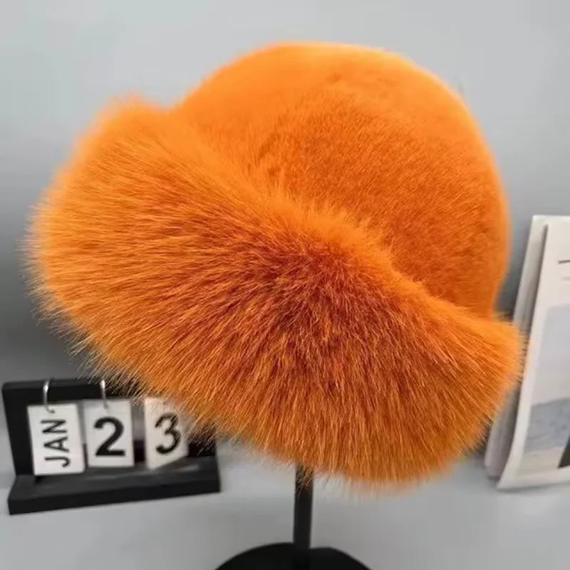 Women's Thick Faux Fur Winter Hat for Skiing and Outdoor Warmth