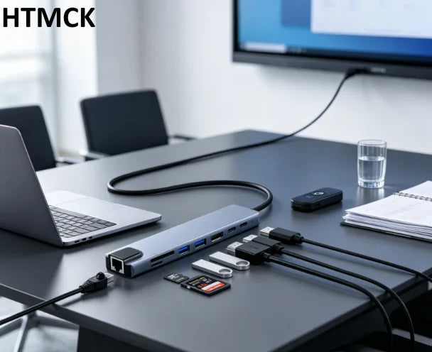 Multiport USB-C Hub with 4K HDMI, RJ45, SD/TF Card Reader and PD Charging