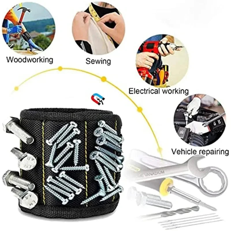 Adjustable Magnetic Wristband for Screws, Nails and Small Tools