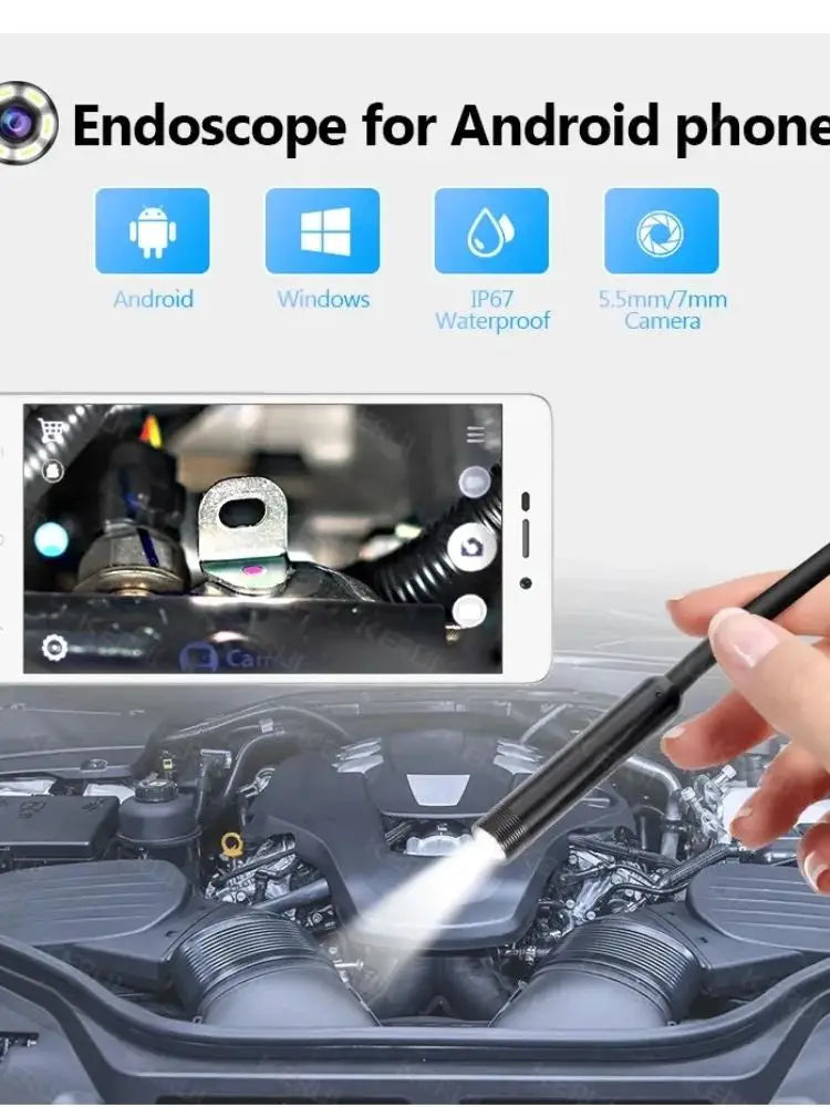 5.5mm USB Type-C Endoscope for Android, IP67 Waterproof Inspection Camera with 6 LEDs