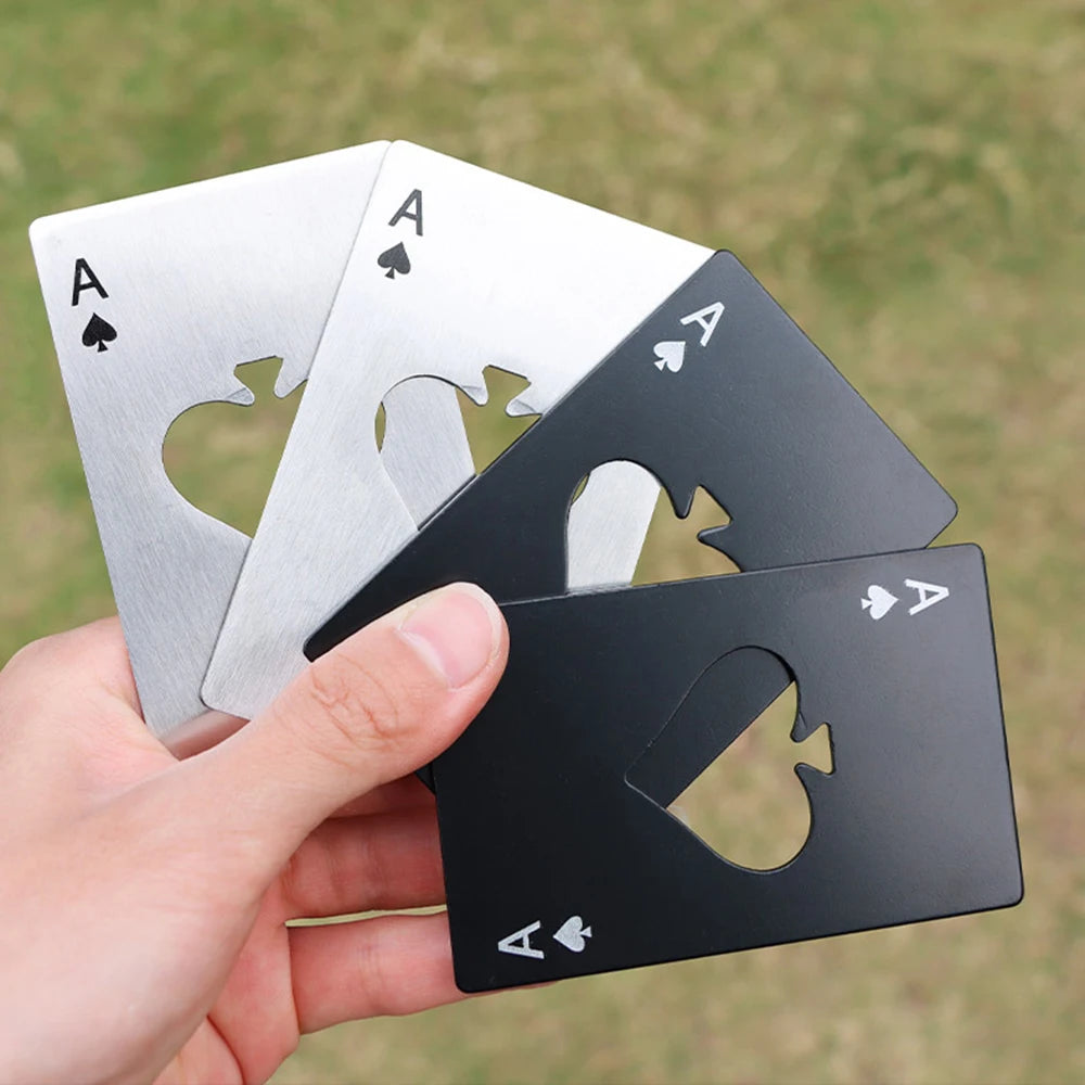 Stainless Steel Ace of Spades Credit Card Bottle Opener