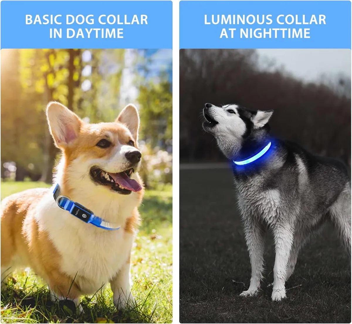 USB LED Adjustable Soft Mesh Dog Safety Collar with Colorful Lights