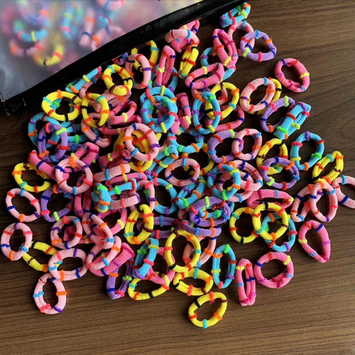 50/100Pcs Colorful Nylon Elastic Hair Ties for Kids