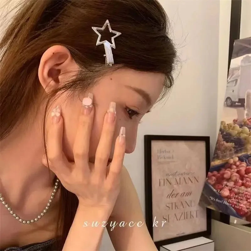 24-Piece Y2K Silver Metal Star Hair Clip Set