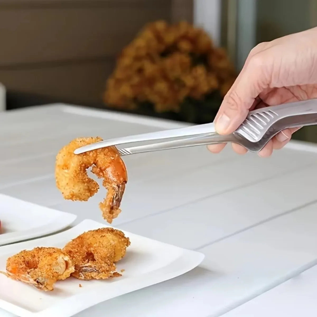 Stainless Steel Non-Slip BBQ Tongs for Serving and Cooking