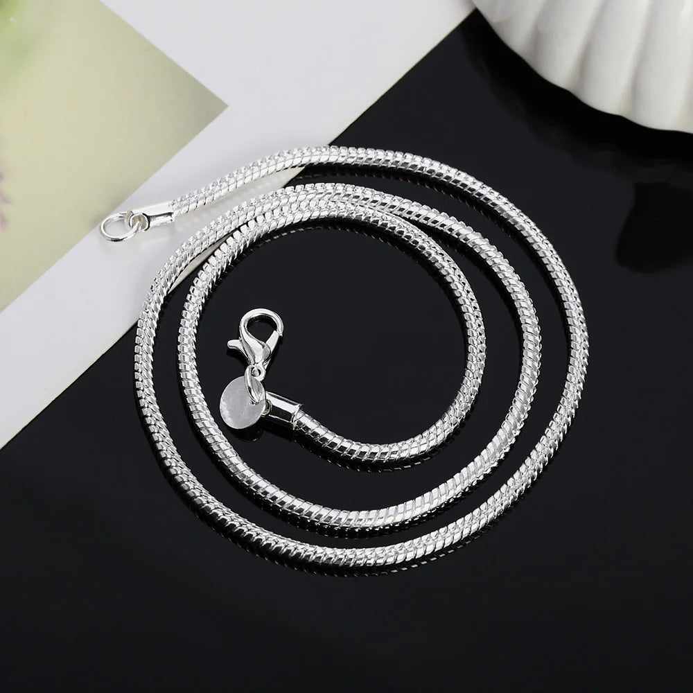925 Sterling Silver Solid Snake Chain Necklace (1mm-3mm)