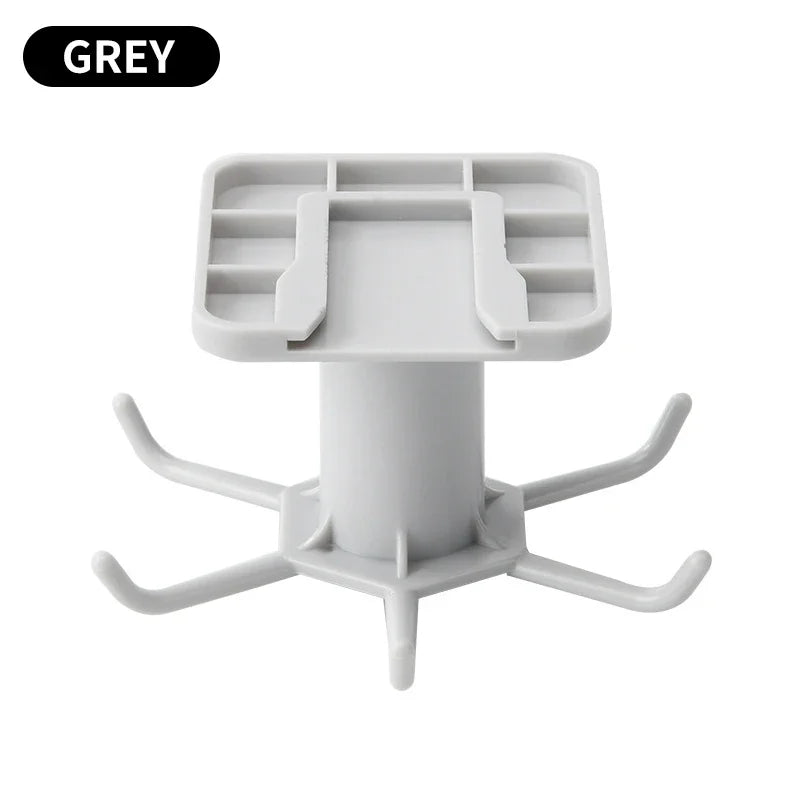360° Rotating Adhesive Kitchen Utensil Rack with 6 Hooks