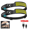 USB Rechargeable COB LED Induction Headlamp with Built-in Battery