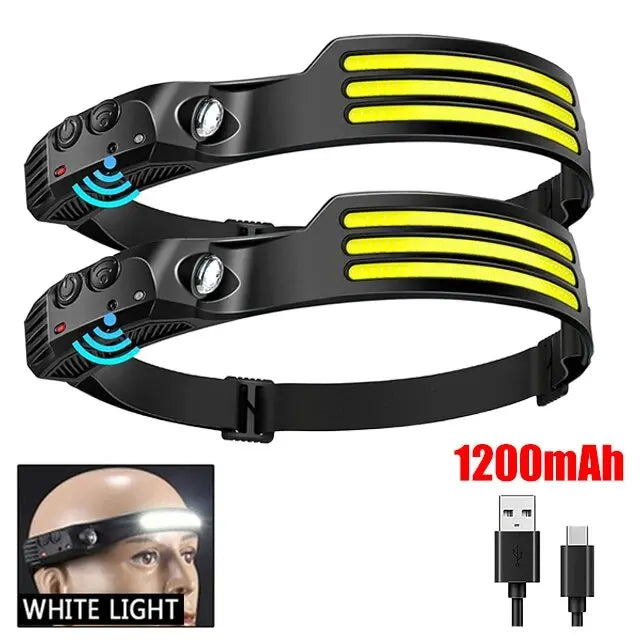 USB Rechargeable COB LED Induction Headlamp with Built-in Battery