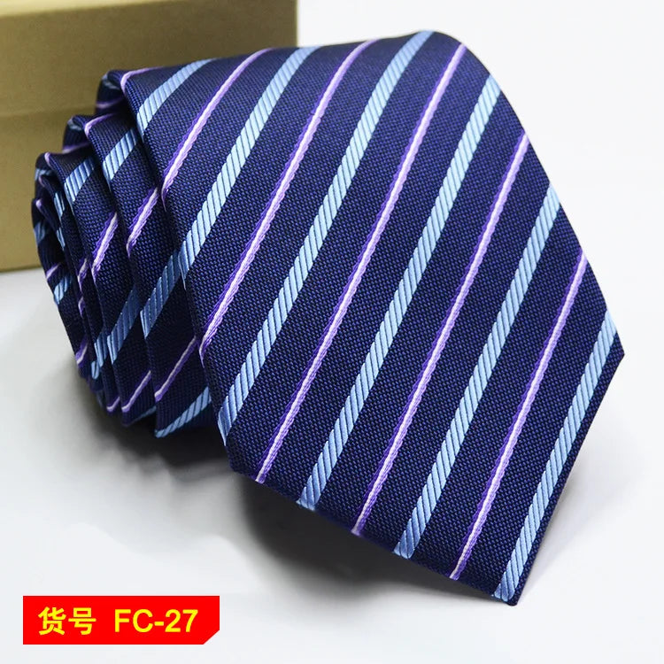 Men's 7-8cm Jacquard Necktie with Floral and Stripe Patterns