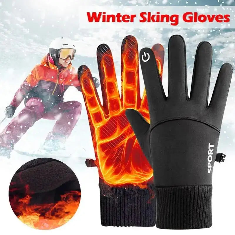 Black Waterproof Touch Screen Winter Sports Gloves