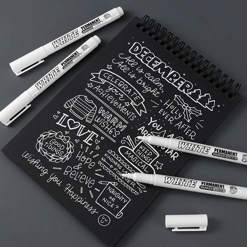 Waterproof White Permanent Metal Marker Pen with 1mm Tip
