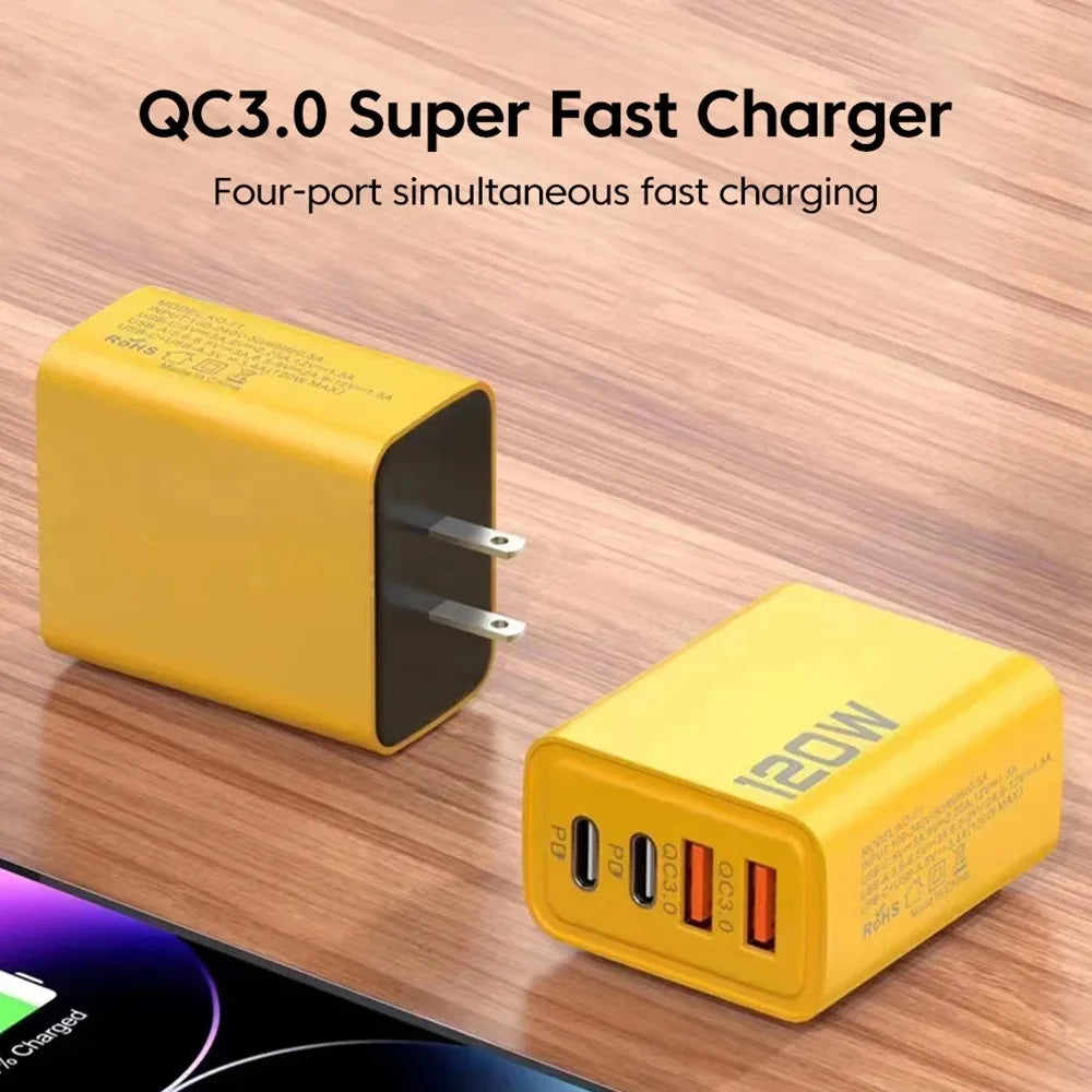 4-Port USB-C PD & Quick Charge 3.0 Fast Charging Adapter