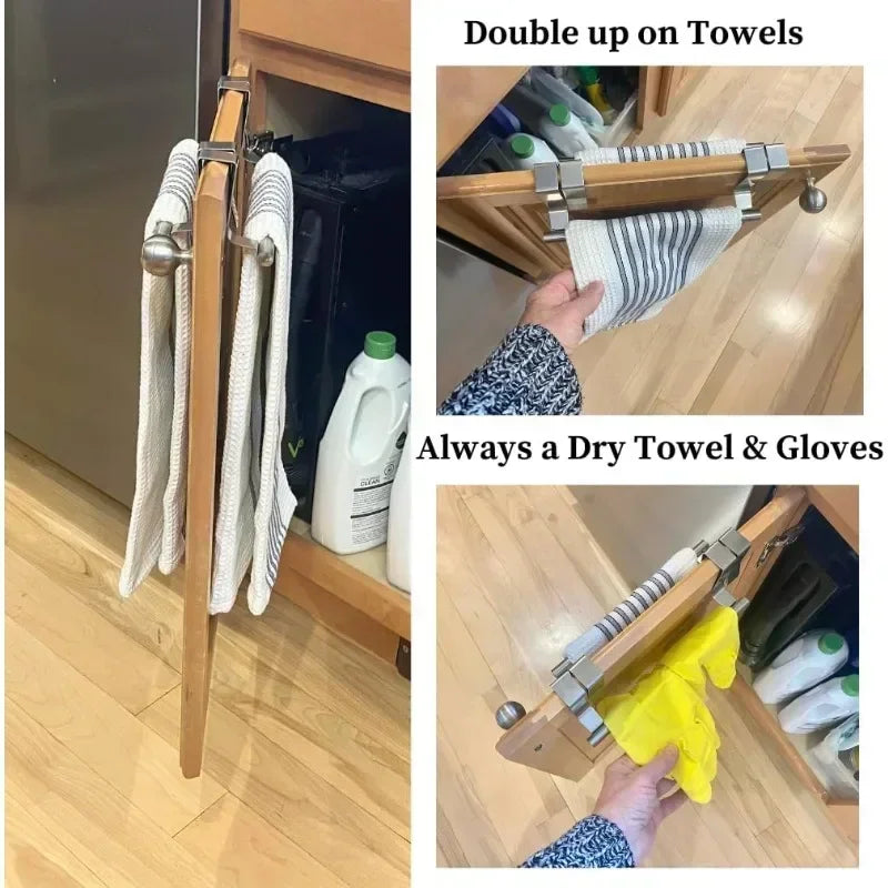 Extendable No-Drill Over-Door Towel Rail for Kitchen and Bathroom