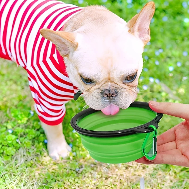 Portable Collapsible Silicone Pet Bowl for Travel and Outdoor Use