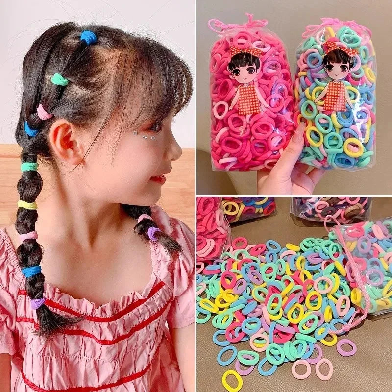 200-1000pcs Colorful Nylon Elastic Hair Ties for Women and Girls