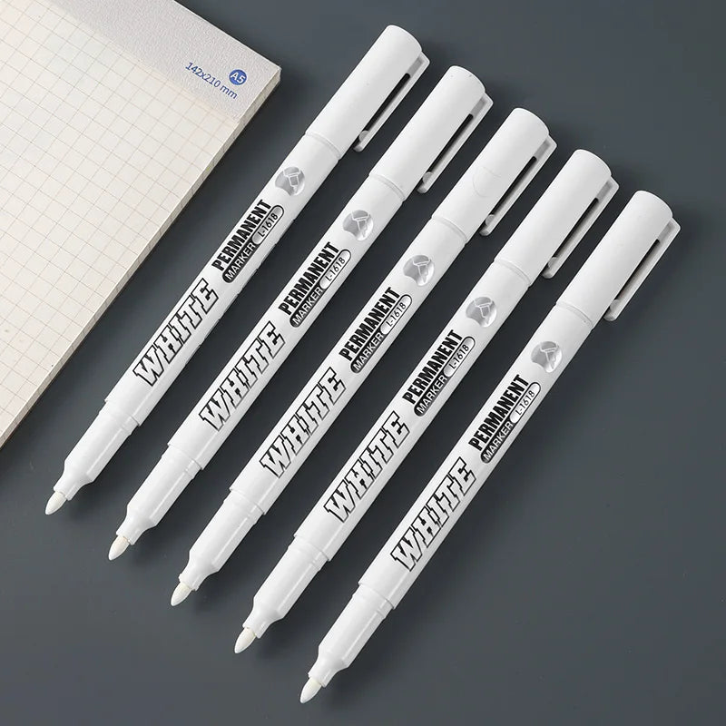 Waterproof White Permanent Metal Marker Pen with 1mm Tip