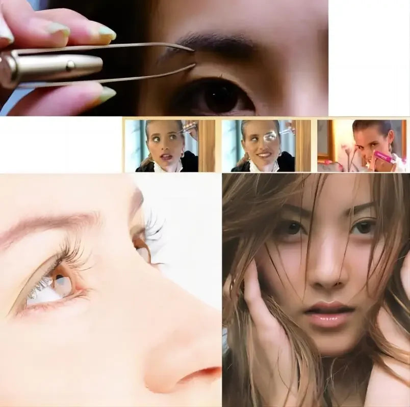 1PC Portable Stainless Steel Eyebrow Tweezer with Smart LED Light