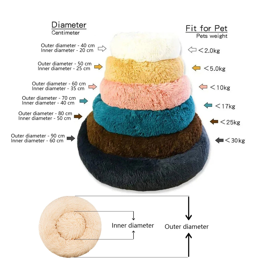 Super Soft Round Plush Pet Bed for Dogs and Cats