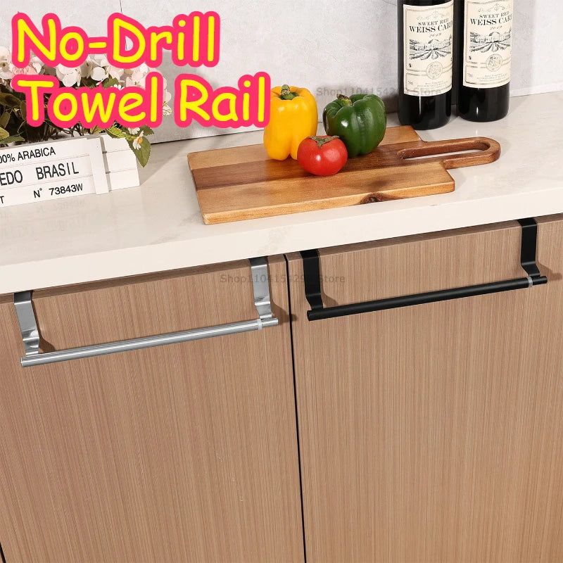 Extendable No-Drill Over-Door Towel Rail for Kitchen and Bathroom