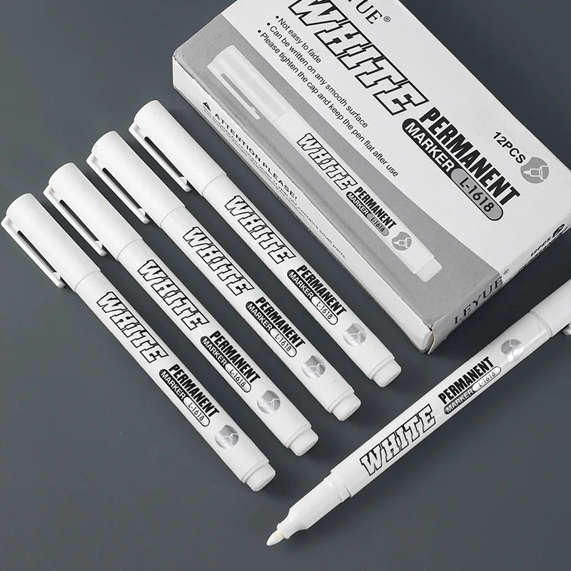 Waterproof White Permanent Metal Marker Pen with 1mm Tip
