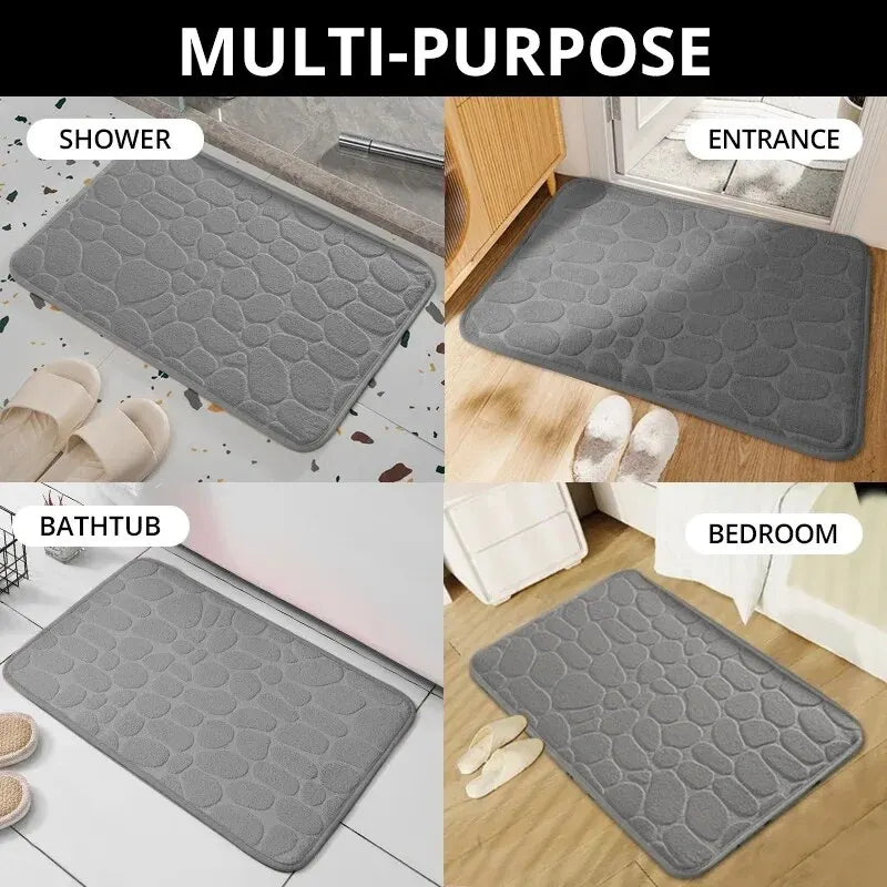 Embossed Pebble Anti-Slip Fiber Bath Mat