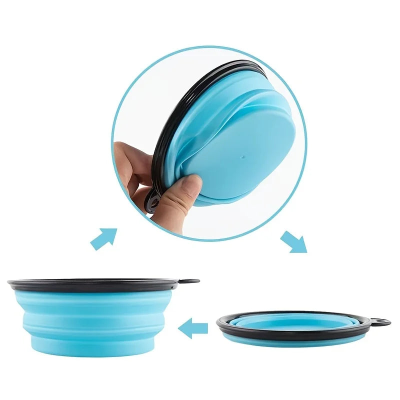 Portable Collapsible Silicone Pet Bowl for Travel and Outdoor Use