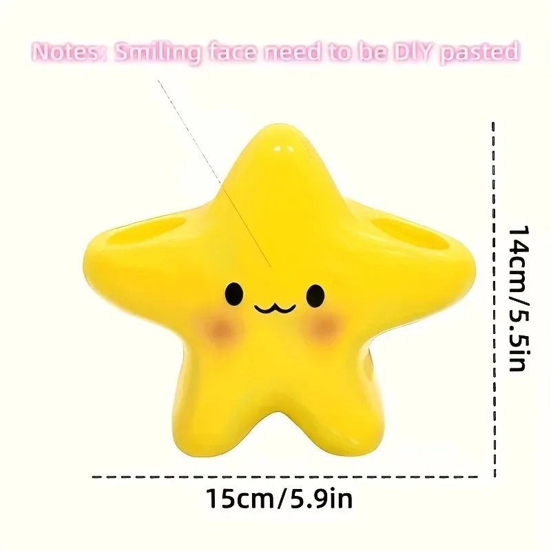 Cute Star-Shaped Freestanding Toothbrush and Toothpaste Holder