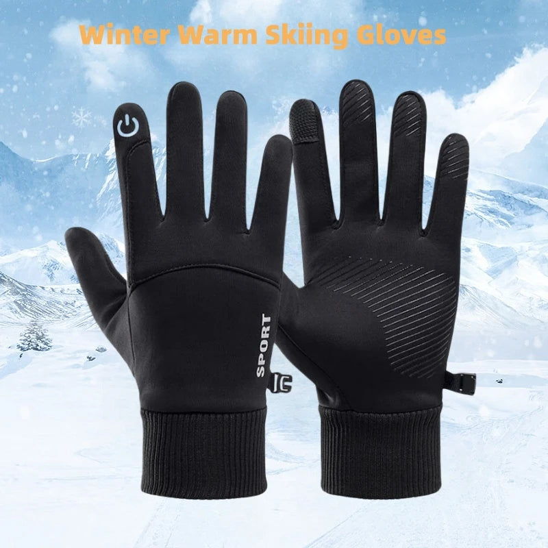 Black Waterproof Touch Screen Winter Sports Gloves