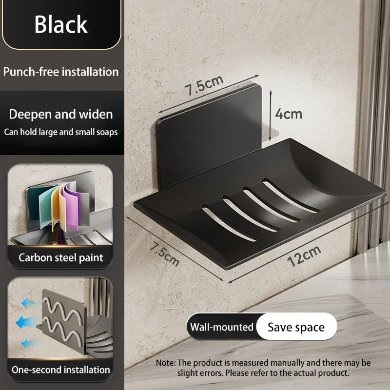 Wall-Mounted Black Carbon Steel Soap Holder