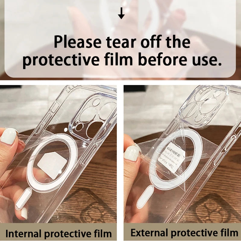 Magnetic Transparent Shockproof Case for iPhone 11-16 Series