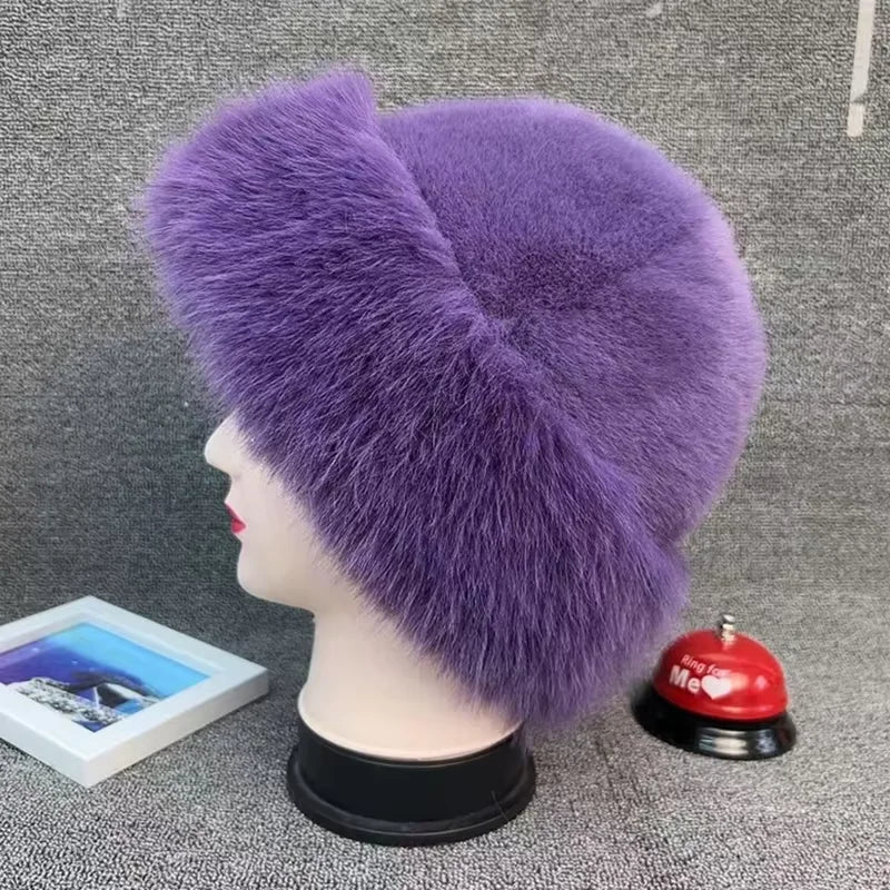 Women's Thick Faux Fur Winter Hat for Skiing and Outdoor Warmth