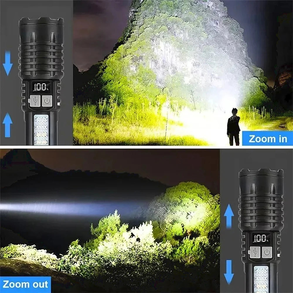 High Power Rechargeable LED Flashlight with COB Side Light