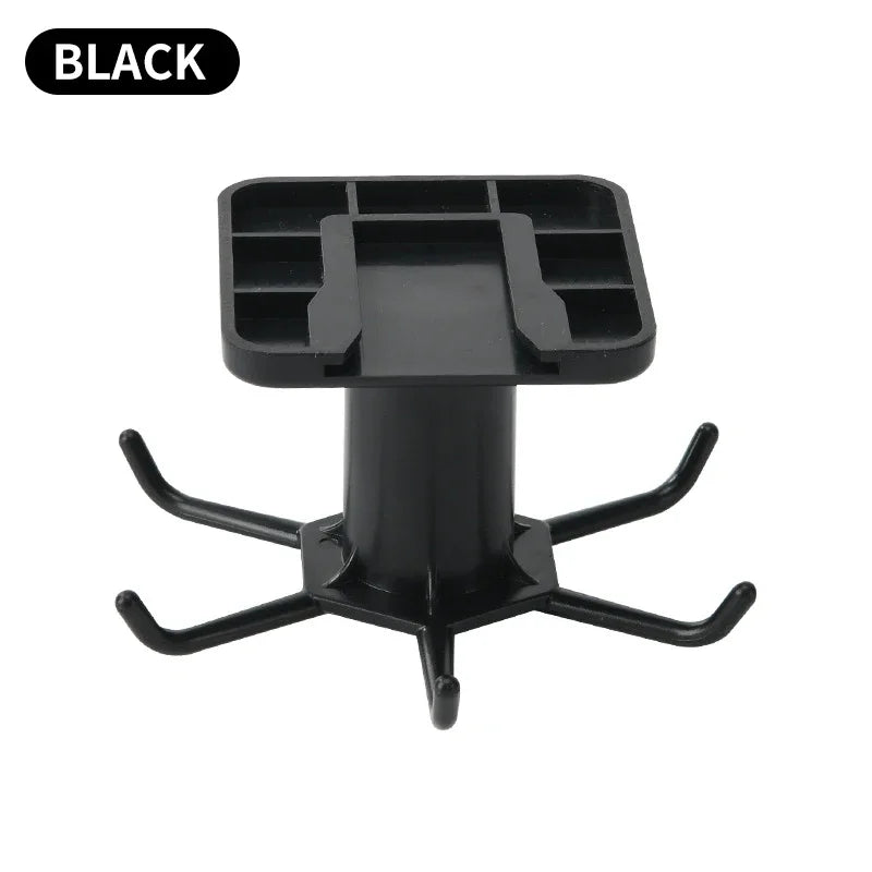 360° Rotating Adhesive Kitchen Utensil Rack with 6 Hooks