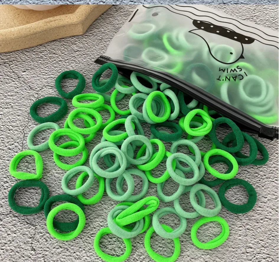 50/100Pcs Colorful Nylon Elastic Hair Ties for Kids