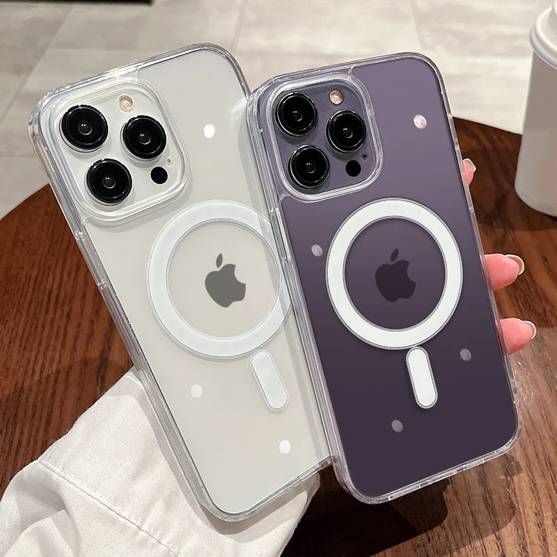 Magnetic Transparent Shockproof Case for iPhone 11-16 Series