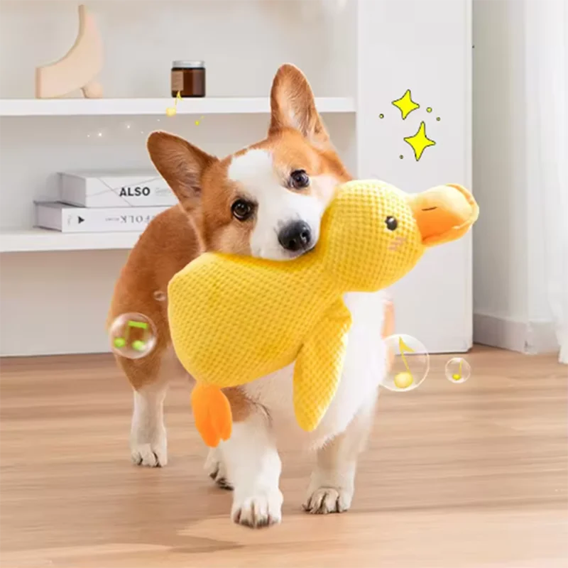 Interactive Little Yellow Duck Plush Dog Toy
