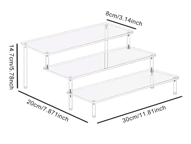 Clear Acrylic Tiered Display Riser for Figures and Cupcakes