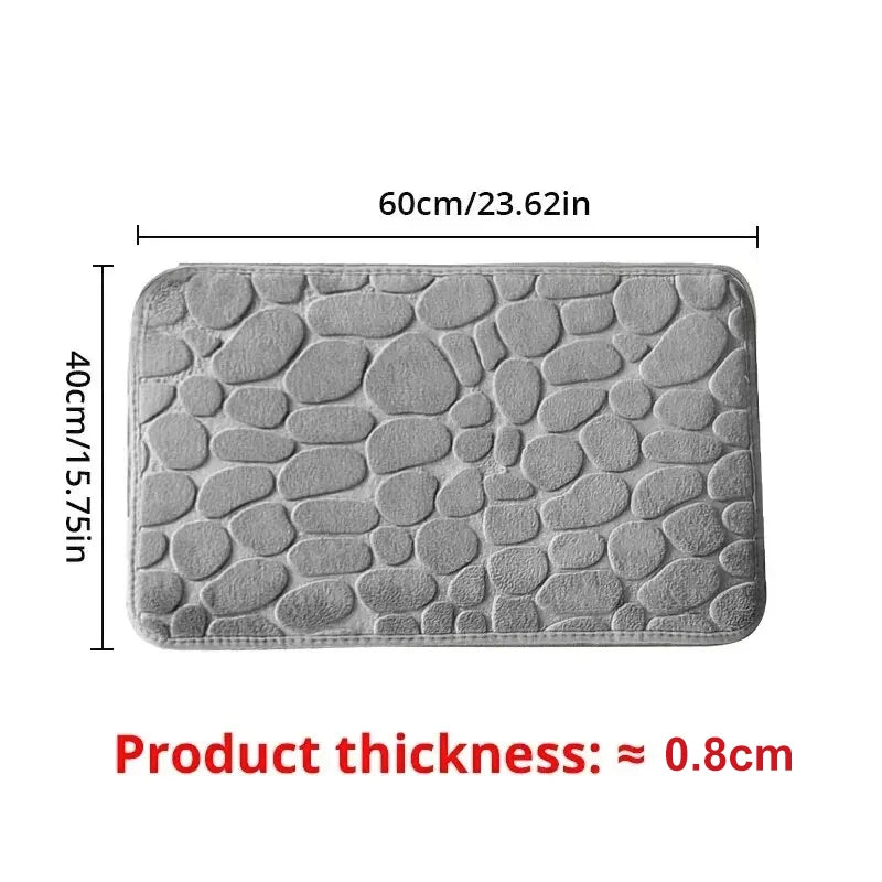 Embossed Pebble Anti-Slip Fiber Bath Mat