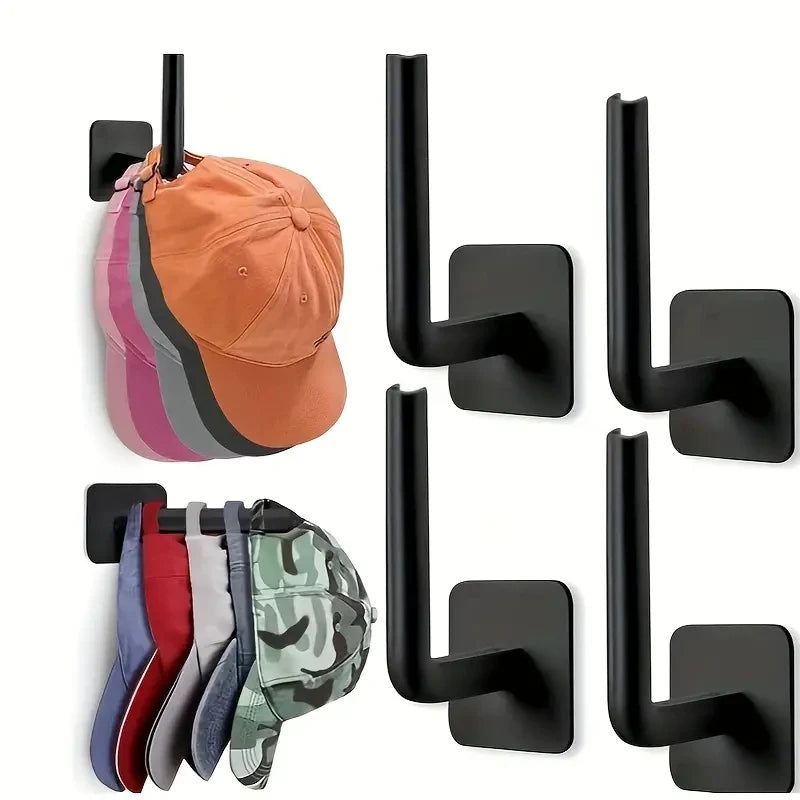 Adhesive No-Punch Wall Hooks for Hats and Shelves