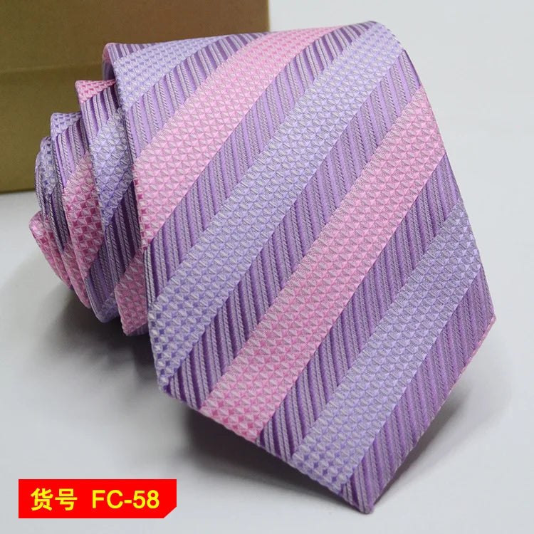 Men's 7-8cm Jacquard Necktie with Floral and Stripe Patterns