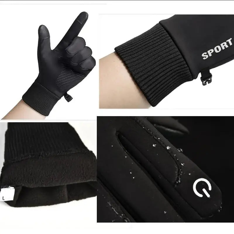 Black Waterproof Touch Screen Winter Sports Gloves