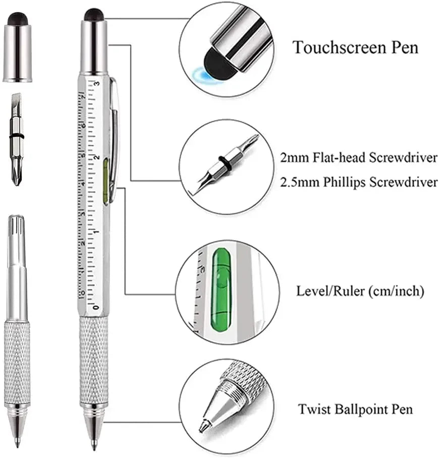 7-in-1 Multifunctional Stylus Pen with Screwdriver, Ruler, and Level Gauge