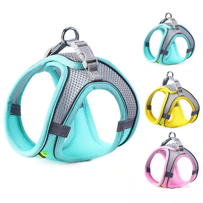 Reflective Breathable Adjustable Cat and Dog Harness Vest with Lead Set