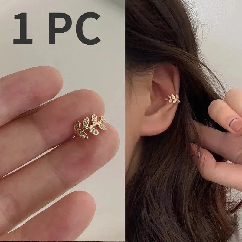 EVISPOL Metal Leaf Ear Cuff Non-Piercing Cartilage Clip-On Earring
