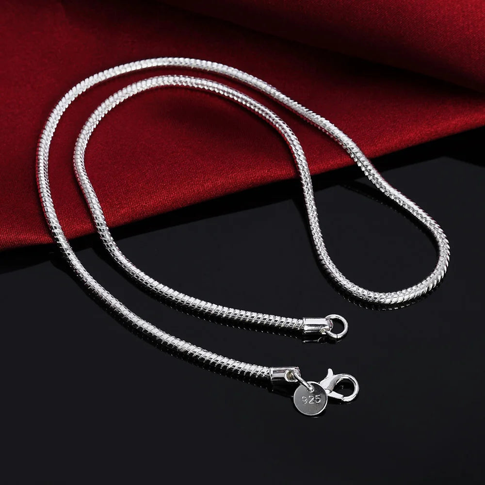 925 Sterling Silver Solid Snake Chain Necklace (1mm-3mm)
